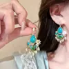 Brincos florais frescos estilo floresta para mulheres, estilo férias na praia primavera/verão, moda dopamina, brincos de tarraxa elegantes e bonitos
