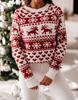 Ropa de Punto para Mujer Otoño e Invierno Nuevo Amazon Copo de Nieve de Navidad Alce Manga Larga Tejido de Punto Ropa de Punto Jersey de Punto de Moda