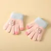 Luvas infantis quentes com forro de fleece para o inverno, cinco dedos espessados, à prova de frio para bebês, luvas de lã fofas, luvas espessadas para meninas