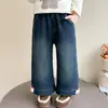 Jeans de Forro Polar para Niñas Otoño e Invierno 2025 Nuevos Elegantes Espesos Cálidos Rectos para Niños