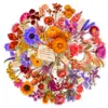 50 piezas de pegatinas de ramo de flores secas estilo vintage, flores eternas artificiales de PET transparente, pegatinas de material floral de lavanda y gypsophila