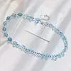 Collar Cadena Clavícula Diseño Asimétrico Perla Artificial de Cristal de Alta Calidad Blue Danube