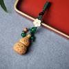 Llavero tallado DIY de sándalo verde, cadena colgante tejida para teléfono móvil Seiko, accesorios con mango Wenwan retro