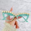 Gafas de sol de ojo de gato de moda con pedrería, cadena personalizada hecha a mano transfronteriza, decoración de flor de cadena, gafas de sol para fiesta