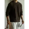 Suéter de Lã Lyocell com Textura Retrô e Gola Alta para Homens 2026 Primavera Novo Estilo Old Money Tricô Despojado