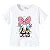 Vestido de verano de algodón para niños, camiseta estampada de manga corta con dibujos animados, top de verano para niños, ropa informal de media manga para bebés.