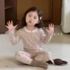 Oferta especial por volumen: Conjunto de ropa de otoño y ropa de casa para niños Green Bol, estilo otoño, estampado de dibujos animados, lindo, amigable con la piel, algodón Lycra