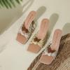 Fábrica de Origen Transfronterizo Personalizado Sandalias Retro Francesas de Abrigo con Punta Cuadrada Abierta Sandalias de Punta Abierta 826-10
