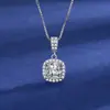 Xiaohongshu Kuaishou Douyin Influenciador Live Colar Banhado a Prata Pedra de Alto Carbono Diamante Quadrado Gota Pera Formato Pingente Feminino Atacado