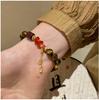 Pulsera de Cuentas Estilo Caliente 2025 para Mujer, Pulsera de Cinabrio Versátil Retro de Alta Gama Estilo Ins Pulsera de Perlas al por Mayor