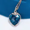 Colgante Corazón de Melocotón Diamante Grande Desnudo Diamante Azul Tinta Juego de Colgantes Imitación Topacio con Diamante Sudafricano Collar Colgante Azul Londres
