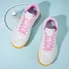 Tênis de Badminton, Tênis Esportivo Profissional para Competição e Treinamento, Tênis de Tênis de Mesa e Badminton Respirável de Couro com Aderência Aprimorada para Homens, Branco Rosa Prata