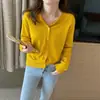 Casaco Cardigan de Tricô Feminino Estilo Novo Outono Inicial Top Primavera e Outono Manga Longa Fina Peça Externa Preta Suéter