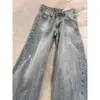 Jeans retro de pierna ancha rasgados estilo americano para mujer, nueva colección de otoño, de cintura alta, corte holgado, adelgazantes, con caída fluida, pantalones de largo hasta el suelo