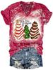 Algodão Imitado 2024 Nova Camiseta Feminina de Natal Camiseta com Impressão Digital 3D Feminina Solta Moda Casual Manga Curta