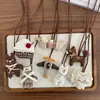 Bolsa de tela con tiras, accesorios, collar para niños, lindo diseño de dibujos animados, pastel estéreo, helado, pony, avión, taza de té con leche