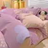 Juego de Ropa de Cama Gruesa de Algodón Cepillado de Cuatro Piezas Lavable a Máquina Funda de Edredón de Algodón Puro Juego de Tres Piezas Universal para Todas las Estaciones Dormitorio Universitario