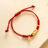 Pulsera de Cerámica Jingdezhen Cuerda Roja Cuerda de Mano Pareja Tejida a Mano Suerte Simple Regalo para Estudiante Origen Coreano