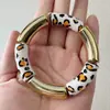 Pulsera Retro de Bloques de Color de Alta Gama Transfronteriza Europea y Americana, Pulsera de Abalorios Acrílicos con Brillo Fino, Moderna y Única