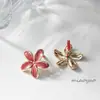 Pendientes de esmalte DIY con flor de hada de colores, estilo francés, temperamento suave y elegante, personalizados y versátiles con un toque de alta gama