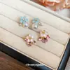 Broche de Plata Aretes de Flor de Diamante y Perla Sentido Avanzado Aretes Frescos y Dulces Moda Aretes Versátiles Sentido del Diseño Nicho