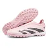 Amazon Transfronterizo Zapatos de Fútbol Profesionales de Entrenamiento de Punto Volador Sin Costuras de Caña Alta con Tacos Largos para Otoño para Estudiantes y Niños Niños
