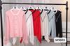 Suéter de punto con cuello de muñeca y costuras de color de contraste retro para mujer, nuevo, ajustado, adelgazante, de manga larga, todo lo combina, top tipo jersey