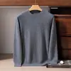 Suéter 100% cachemir puro para hombre, cuello redondo, corte holgado, casual de negocios, capa base de punto cálido para otoño e invierno