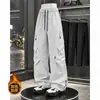 Pantalones de Esquí Impermeables con Forro de Terciopelo para Otoño e Invierno para Hombre, Marca de Moda, Pantalones Cargo Rectos Holgados para Exteriores, Pantalones Casuales Gruesos