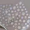 Adesivos de Unha Floco de Neve Branco Iridescente Shell 3D Embossado 2026 Decorações de Unha Mais Vendidas para Inverno e Natal