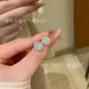 Atacado de fábrica pequeno departamento vermelho repentinamente material perigoso água azul superfície de ovo brincos de jade s925 prata incrustação design simples avançado