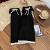 Leggings calcetín de algodón para mujer estilo Miu con lazos de color contrastante, adelgazantes y cálidos, calentadores de piernas de punto grueso para niñas