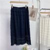 Saia de Renda Slim de Cintura Alta Elástica com Emenda Projetada para Mulheres Verão Versátil Cobre Quadril A-Line Reta Midi