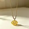 Collar para Mujer con Colgante de Ágata Amarilla Nubes Propicias Candado Ruyi Pequeño Candado de Longevidad Candado de Jade Colgante Diario para Mujer Colgante de Jade