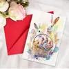 Tarjeta de Saludo de Pascua Nueva Transfronteriza con Juego de Sobres, Tarjeta de Mensaje Creativa con Elementos de Conejito, Huevo y Pascua
