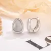 Brincos geométricos simples e compactos em formato de gota com pedra olho de gato, modernos e únicos, adequados para o dia a dia, com um toque de luxo, brincos femininos