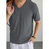 Camiseta negra de manga corta de modal para hombre, top de cuello en V, antibacteriana, seda de hielo, fresca y de secado rápido, manga corta, camiseta fina de verano