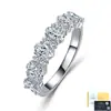 Anillo de Plata S925 con Moissanita, Anillo de Banda con Forma de Huevo, Lujo Ligero, Versátil, Diseño Único, Suministro de Comercio Electrónico Transfronterizo Europeo y Americano, Modelo Nuevo
