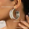 Estilo Japonés y Coreano Ins Estilo Frío Moda Pendientes de Círculo para Viajar Accesorios para Orejas Elegantes de Moda Tendencia Celebridad de Internet Pendientes Doble Capa para Mujer