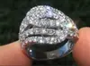 Anillo de Diamante Completo de Circonita Incrustado Flash Lujo Industria Pesada Estilo Europeo y Americano Moda Exagerada Personalidad Anillo de Diamante Pulsera