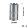 Juego de Llaves de Vasos Cortos para Mosquitos Pequeños de Acero al Cromo Vanadio 1/4" 4-14mm Vasos Externos Hexagonales Herramienta Eléctrica de 6 Ángulos