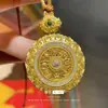 Atacado da Mesma Estilo da Loja de Ouro Areia Dourada Novo Estilo Chinês Grande Rotativo Filigrana Ruyi Ponto Diamante Oito Tesouros Bússola Pingente Corda Trançada