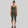 Conjunto de fitness transfronterizo: Top deportivo de tirantes halter, pantalones capri de fitness de secado rápido, conjunto de atuendo para correr y yoga