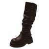 Botas Marrones Retro Estilo Británico Tacón Grueso Suela Gruesa 2025 Nuevo Otoño e Invierno Botas Slim Botas de Caballero