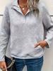 2025 Nueva Sudadera Transfronteriza Amazon Primavera y Otoño Color Sólido Textura Botón Solapa Manga Larga Casual Moda Versátil