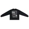 Erd Melancolía Niño Rico Vintage Lavado Estampado Agrietado Cómic Waffle Unisex Manga Larga Camiseta Capa Base Tendencia