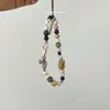 Onyx Negro Natural Ojo de Tigre Cuentas Diseño Pequeño Lanyard para Teléfono Móvil Oso Cerámica Personalidad Cadena de Cuentas Puntada de Cadena