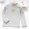 Camiseta de Manga Larga para Niña 2024 Nueva Otoño Top Interior para Niña Camiseta Base de Invierno con Forro Polar para Niños Cuello Semi-alto