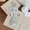 Calcetines de otoño e invierno a rayas y lunares hasta la mitad de la pantorrilla, calcetines de algodón para mujer con diseño de dachshund, estilo coreano, modernos, absorbentes de sudor, transpirables y versátiles calcetines tobilleros