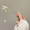 Horquilla de pelo con borla de flor retro de estilo chino nuevo, horquilla de pelo de estilo antiguo de alta gama, tocado, falda cara de caballo, accesorios para el cabello